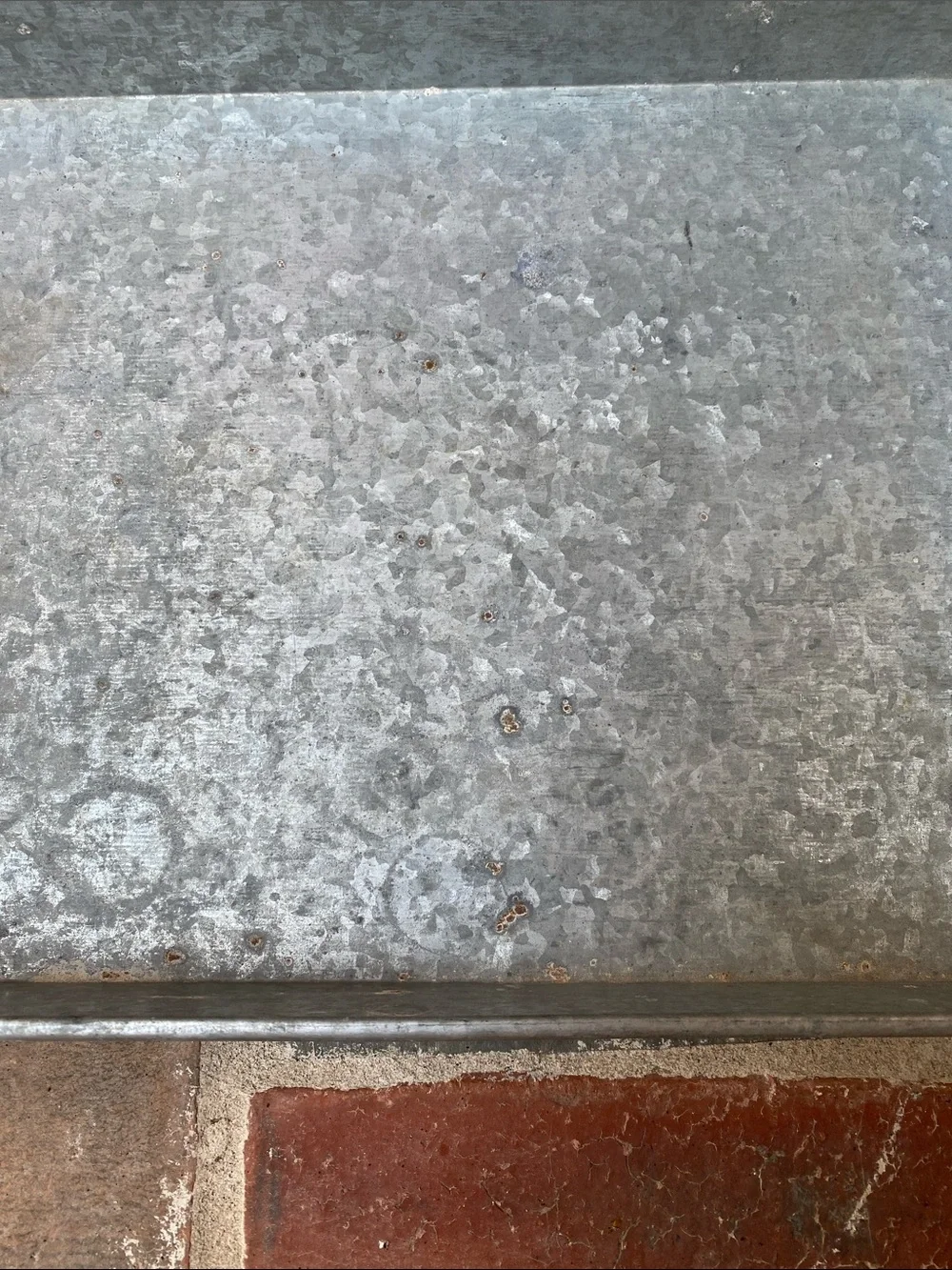 Pottery Barn Rustic Galvanized Metal Tray with Wood Handles